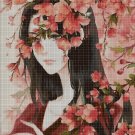 Girl with flowers 2 cross stitch pattern in pdf DMC