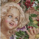 Girl with fruits cross stitch pattern in pdf DMC