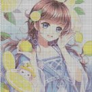 Girl with lemons cross stitch pattern in pdf DMC