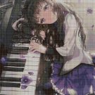 Girl with piano cross stitch pattern in pdf DMC