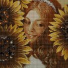 Girl with sunflowers cross stitch pattern in pdf DMC