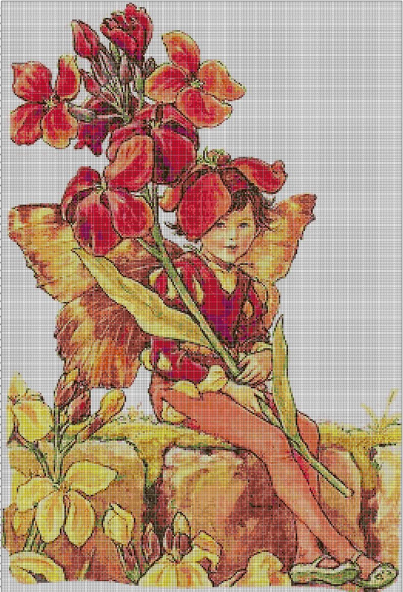 Flower fairy 26 cross stitch pattern in pdf DMC