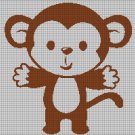Monkey hug silhouette cross stitch pattern in pdf