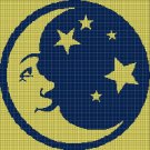 Moon and stars silhouette cross stitch pattern in pdf