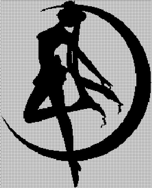 Moon girl silhouette cross stitch pattern in pdf