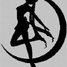 Moon girl silhouette cross stitch pattern in pdf