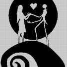 Nightmare Jack and Sally silhouette cross stitch pattern in pdf