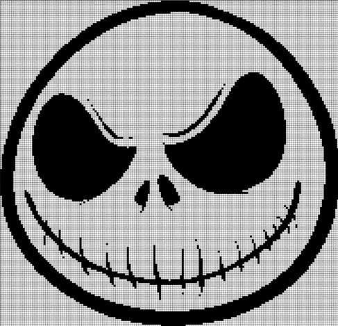 Nightmare skull silhouette cross stitch pattern in pdf