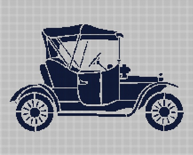 Old timer silhouette cross stitch pattern in pdf