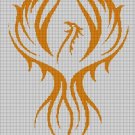Orange Phoenix silhouette cross stitch pattern in pdf