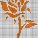 Orange rose silhouette cross stitch pattern in pdf