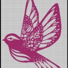 Orchid Bird silhouette cross stitch pattern in pdf