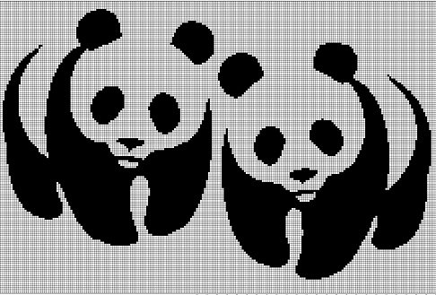 Pandas silhouette cross stitch pattern in pdf