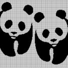 Pandas silhouette cross stitch pattern in pdf