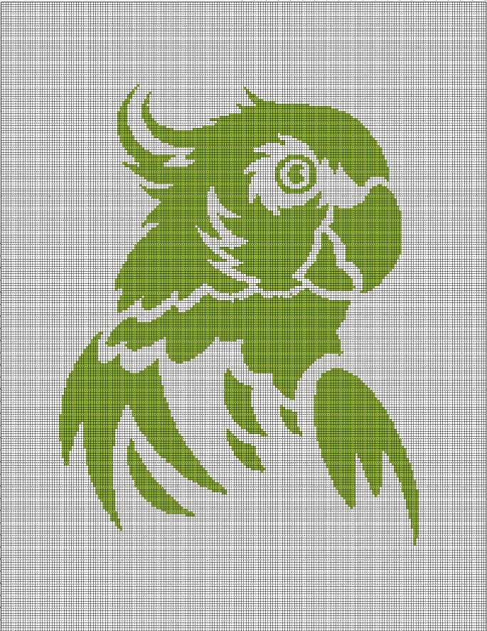 Parrot head silhouette cross stitch pattern in pdf