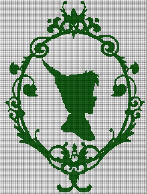 Peter Pan cameo silhouette cross stitch pattern in pdf