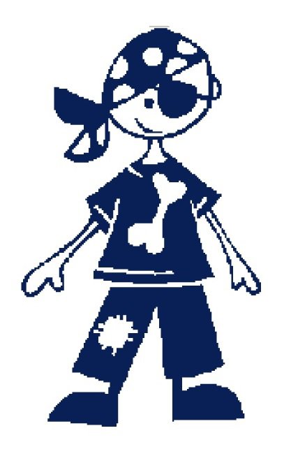 Pirate kid silhouette cross stitch pattern in pdf