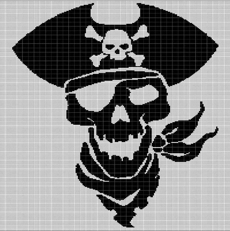 Pirate skull 2 silhouette cross stitch pattern in pdf