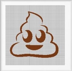 Poop emoji silhouette cross stitch pattern in pdf