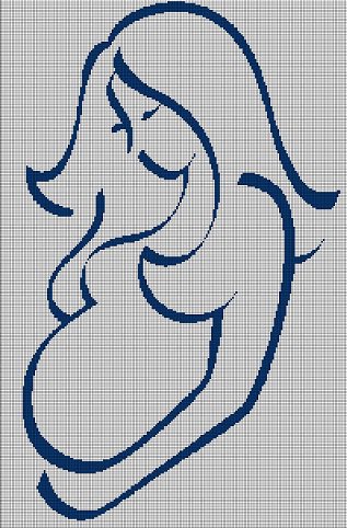 Pregnant silhouette cross stitch pattern in pdf