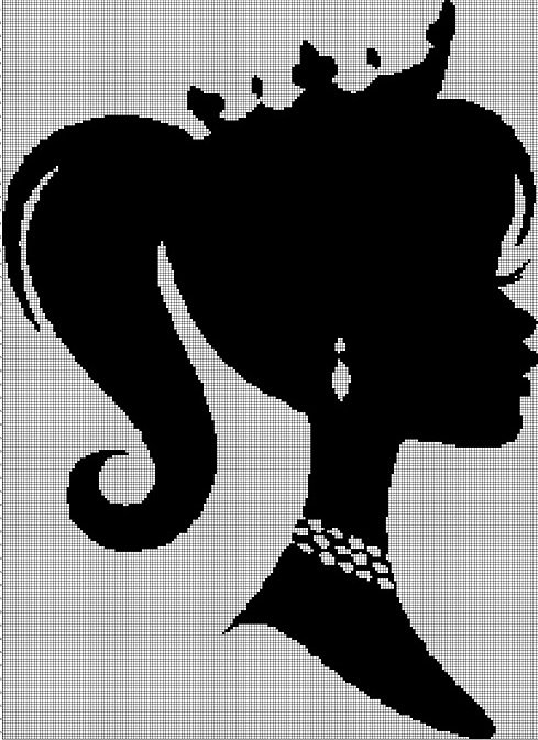 Princess silhouette cross stitch pattern in pdf