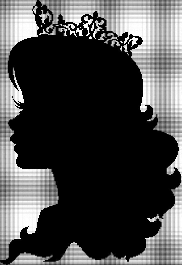 Princess Profile silhouette cross stitch pattern in pdf