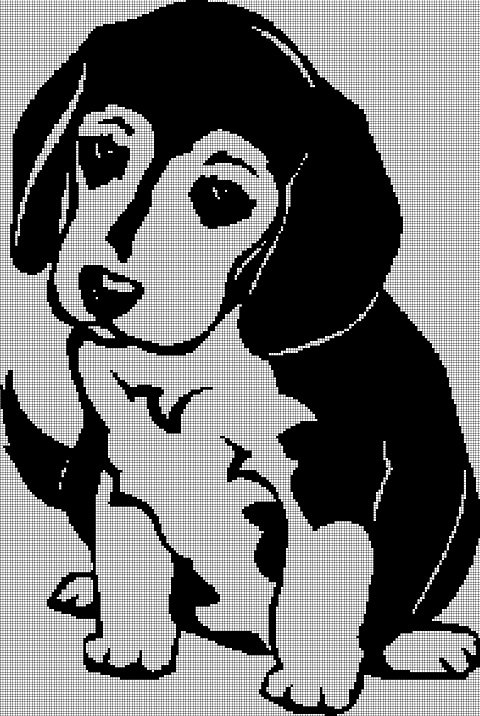 Puppy silhouette cross stitch pattern in pdf