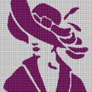 Purple lady silhouette cross stitch pattern in pdf