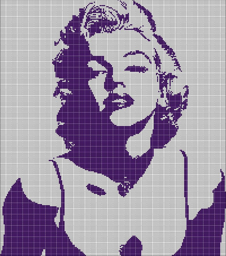 Purple Marilyn silhouette cross stitch pattern in pdf