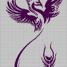 Purple Phoenix silhouette cross stitch pattern in pdf
