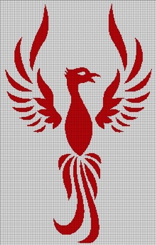 Red phoenix1 silhouette cross stitch pattern in pdf