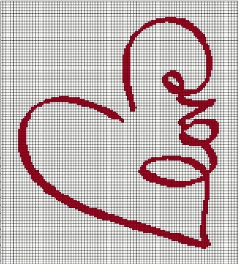 Red Heartandlove silhouette cross stitch pattern in pdf