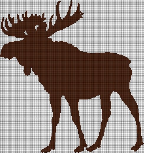 Reindeer silhouette cross stitch pattern in pdf