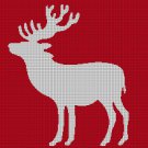 Reindeer in red silhouette cross stitch pattern in pdf