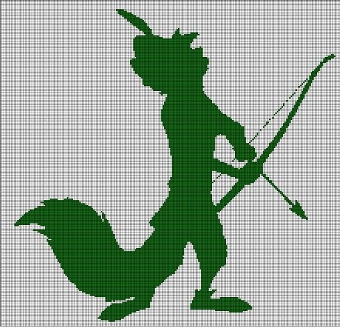 Robin Hood silhouette cross stitch pattern in pdf