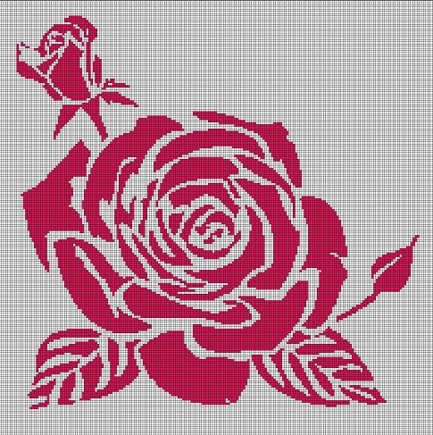 Roses 1 silhouette cross stitch pattern in pdf