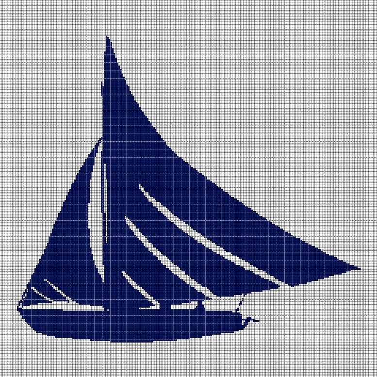 Sailboat 2 silhouette cross stitch pattern in pdf