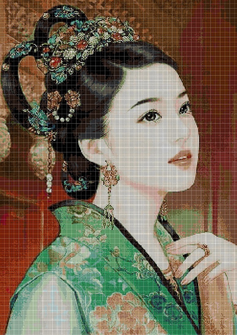 Japanese Princess 4 cross stitch pattern in pdf DMC