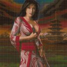 Japanese warrior woman cross stitch pattern in pdf DMC