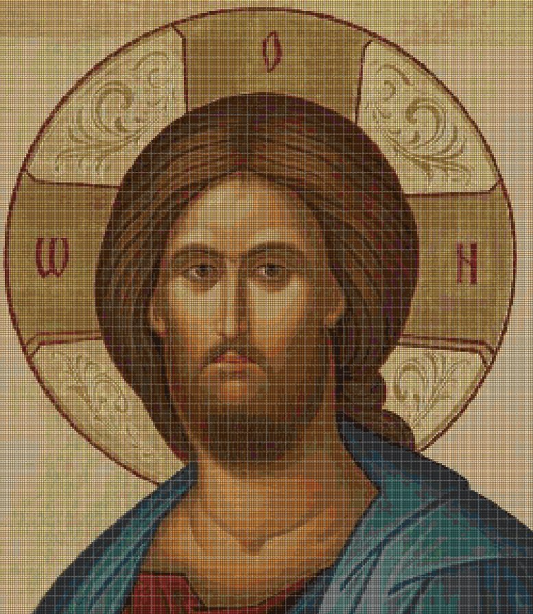 Jesus icon cross stitch pattern in pdf DMC