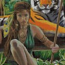Jungle girl cross stitch pattern in pdf DMC