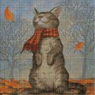 Kitten in autumn cross stitch pattern in pdf DMC