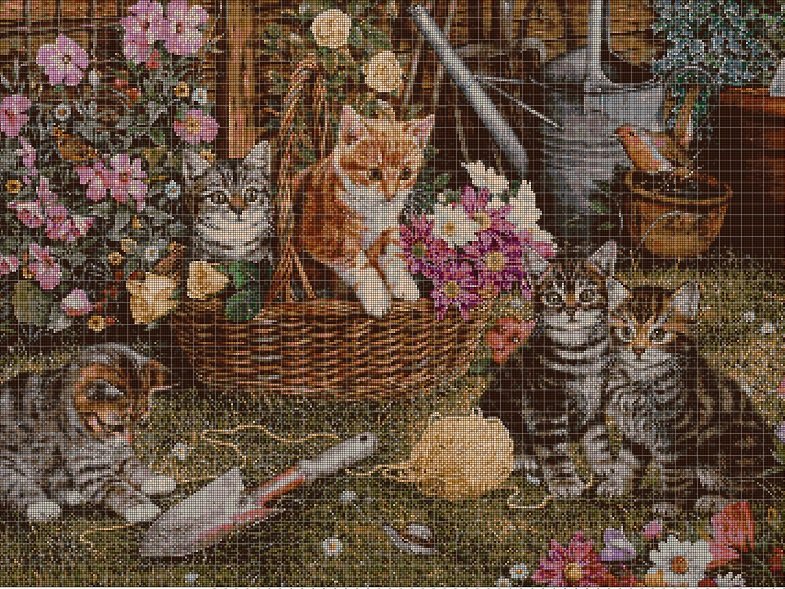 Kittens cross stitch pattern in pdf DMC