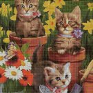 Kitties in garden cross stitch pattern in pdf DMC