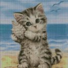 Kitty  on beach cross stitch pattern in pdf DMC