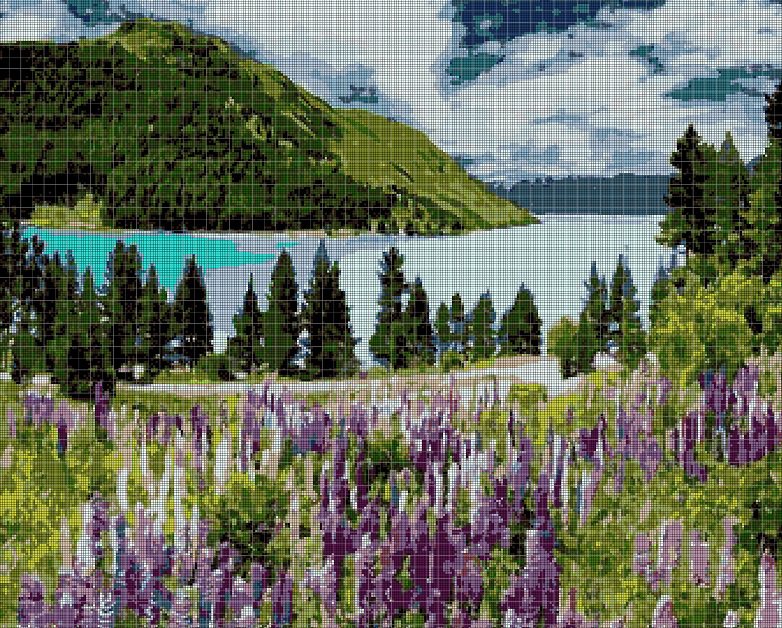 Landscape cross stitch pattern in pdf DMC