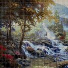 Landscape with waterfall cross stitch pattern in pdf DMC