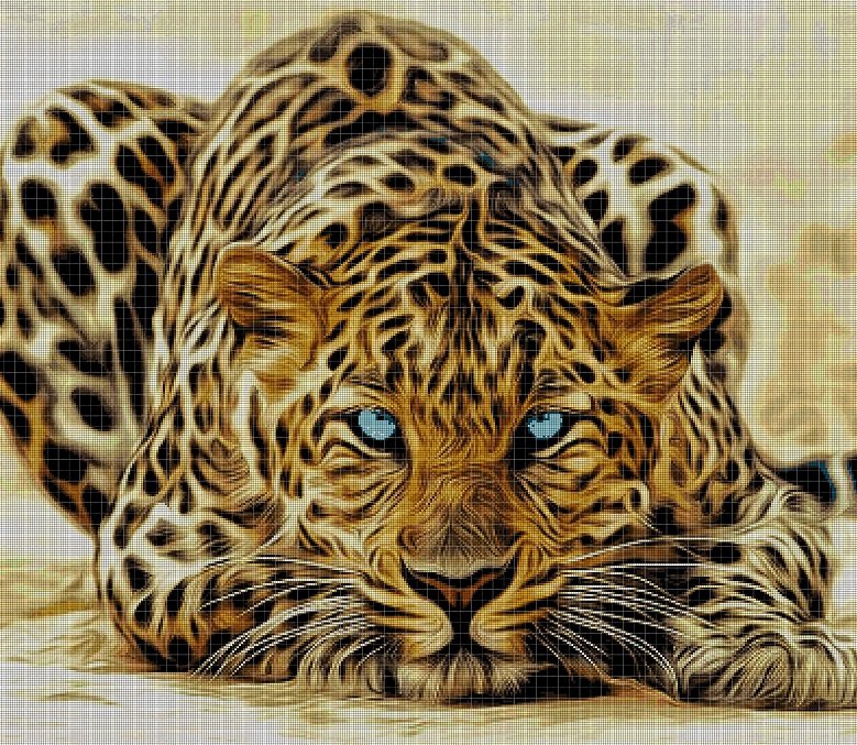 Leopard cross stitch pattern in pdf DMC