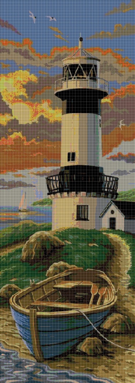 Lighthouse cross stitch pattern in pdf DMC