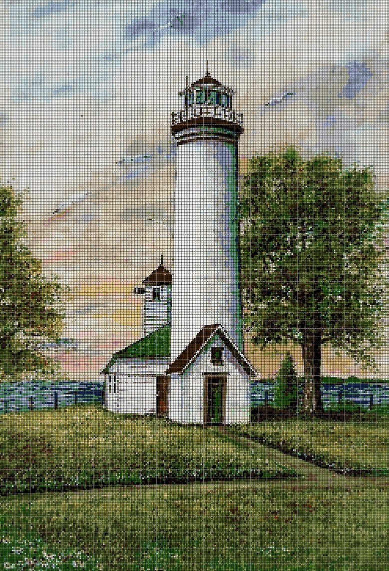Lighthouse 6 cross stitch pattern in pdf DMC